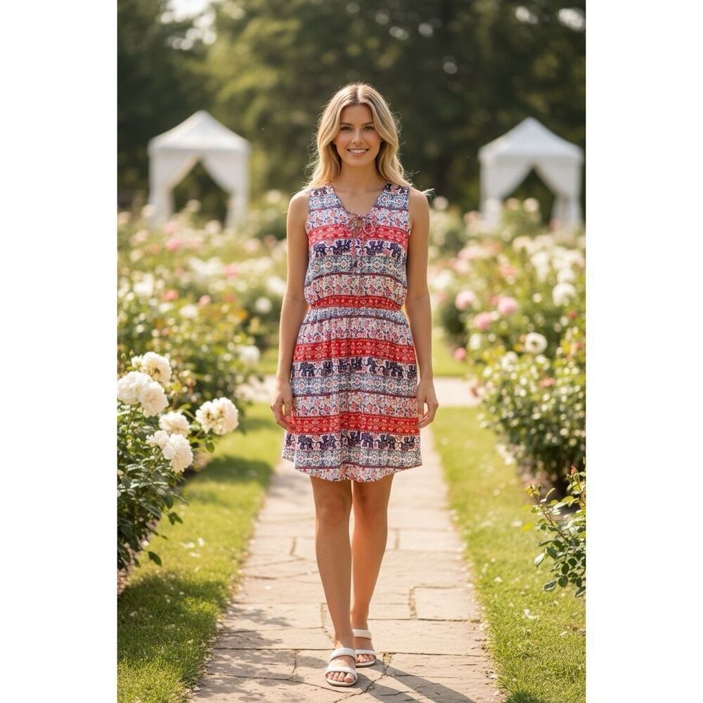 Wishful park sleeveless elephant dress size large